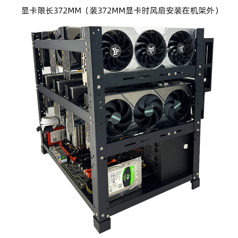 رف GPU قابل للتكديس مفتوح الهو - مراجعة Gpu Mining Rig Frame 8 Gpu وسعره