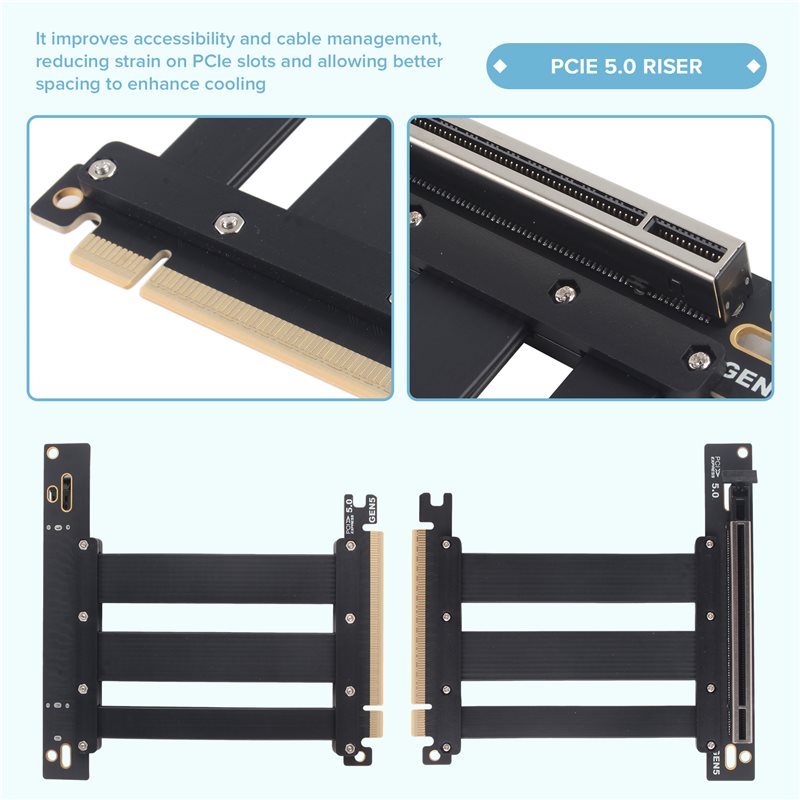 كابل تمديد PCIe 5.0 X16 بطول 1 - مراجعة Pcie 5.0 Gpu Riser Cable وسعره