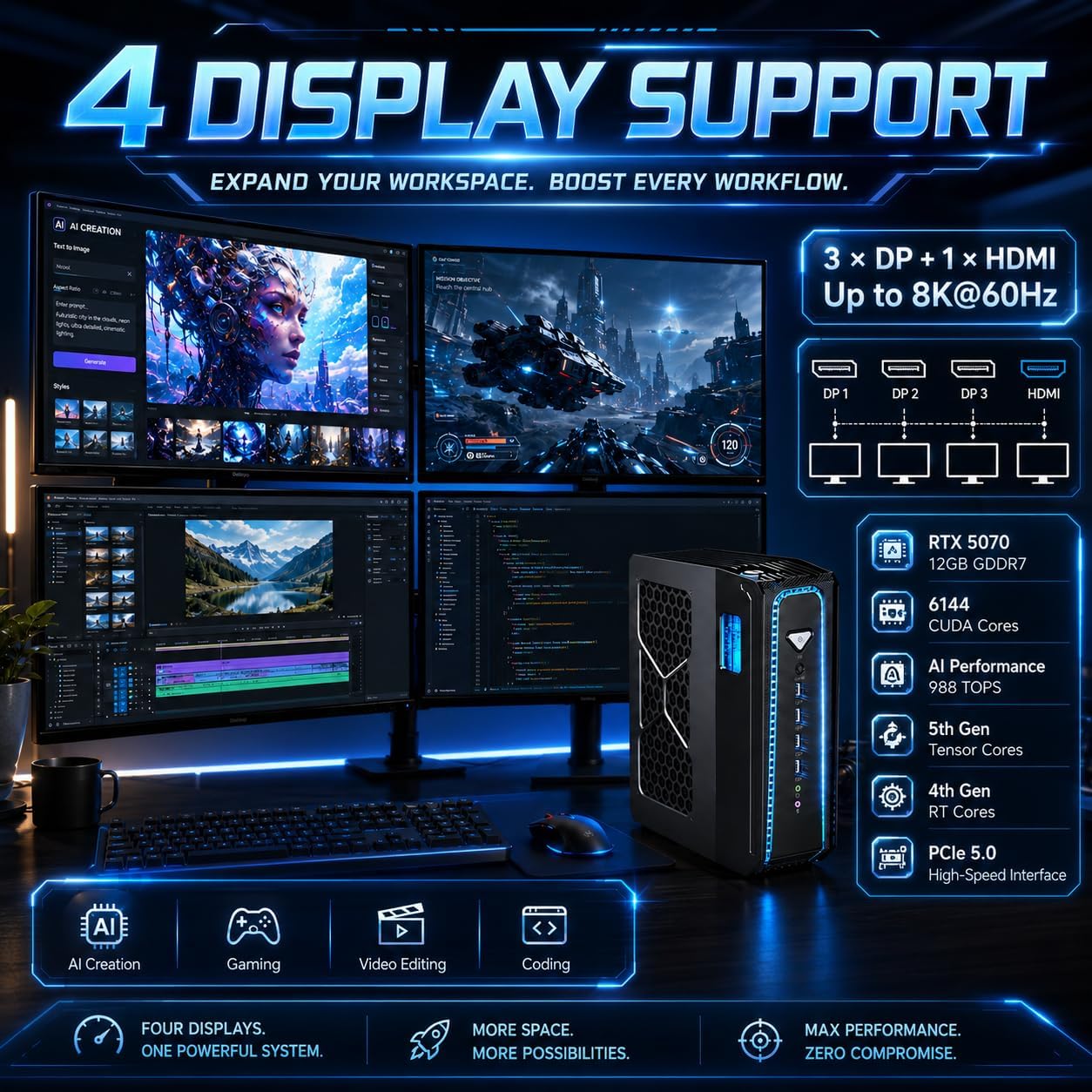جهاز كمبيوتر صغير مزود بتبريد  - مراجعة Desktop Gaming Gpu 32Gb وسعره